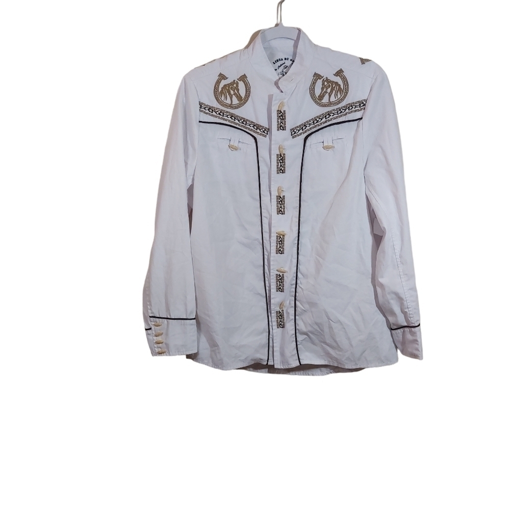Linea de Oro Ladies Western Long Sleeve Button Front Top- size S